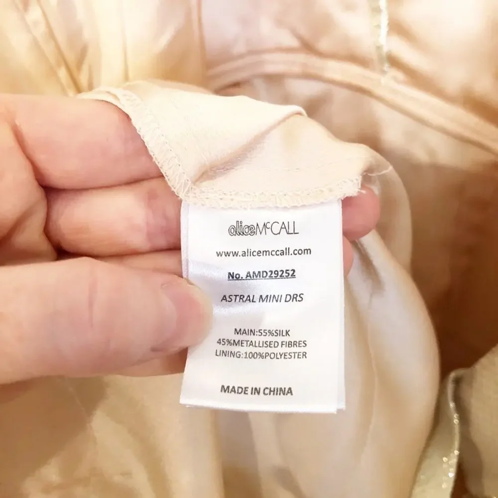 Alice McCall Astral Plane Metallic Gold Ruffle Mini Dress - Picture 11 of 12